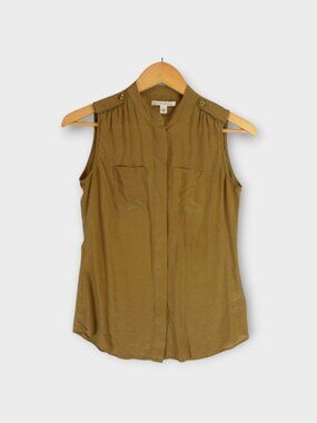 Banana Republic Tan Silk Sleeveless Utility Blouse Size 2
